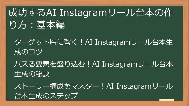 成功するAI Instagramリール台本の作り方：基本編