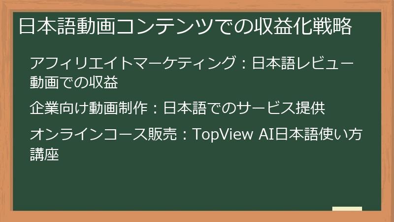 日本語動画コンテンツでの収益化戦略