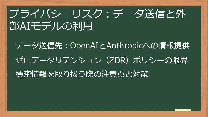 プライバシーリスク：データ送信と外部AIモデルの利用