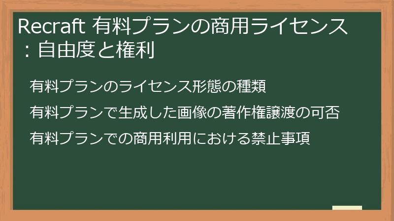 Recraft 有料プランの商用ライセンス：自由度と権利