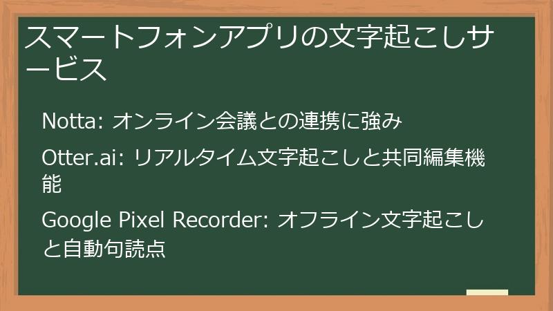 スマートフォンアプリの文字起こしサービス