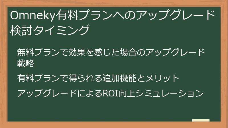 Omneky有料プランへのアップグレード検討タイミング