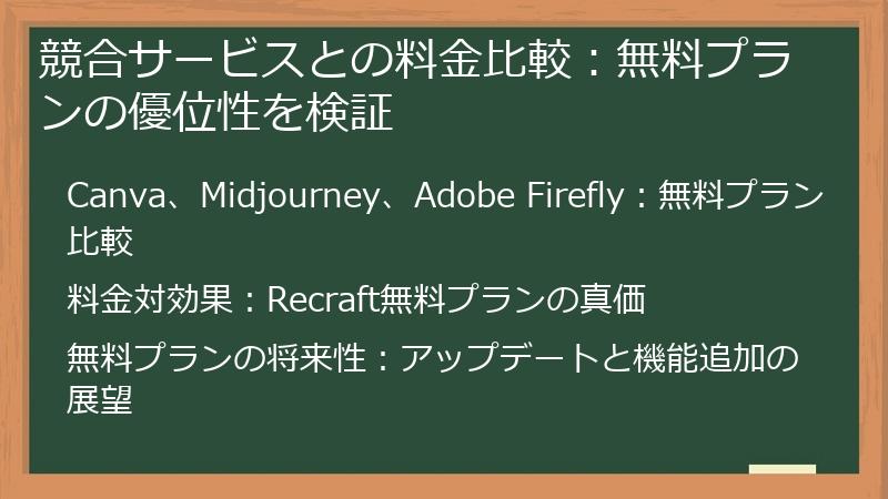 競合サービスとの料金比較：無料プランの優位性を検証