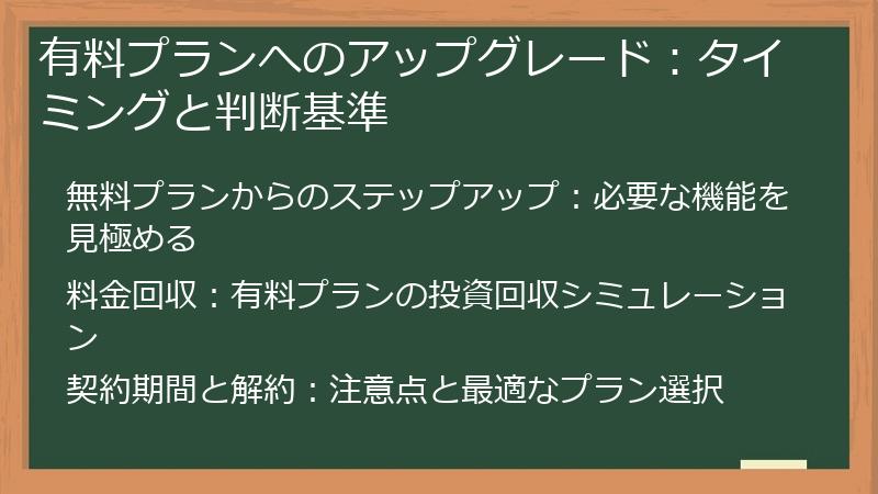 有料プランへのアップグレード：タイミングと判断基準