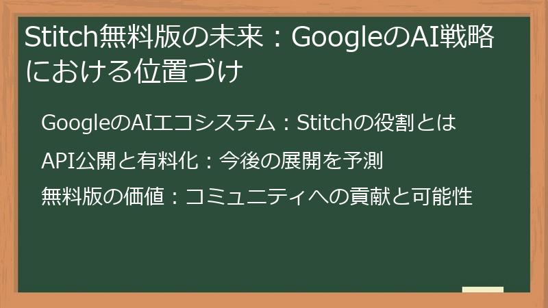 Stitch無料版の未来：GoogleのAI戦略における位置づけ