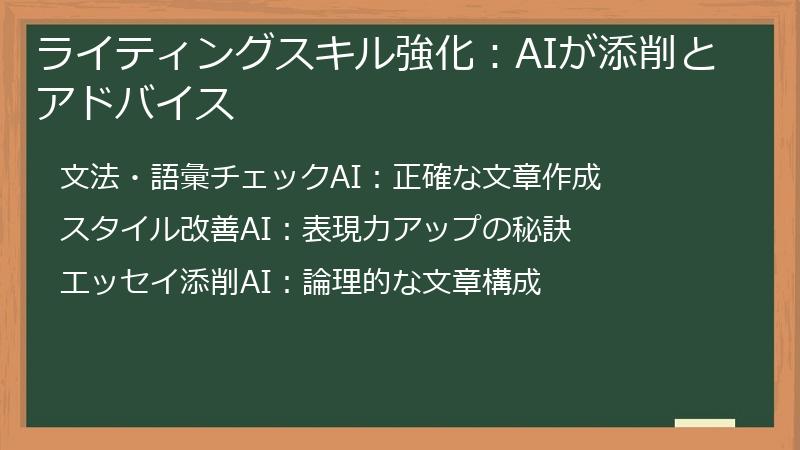 ライティングスキル強化：AIが添削とアドバイス