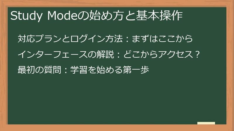 Study Modeの始め方と基本操作