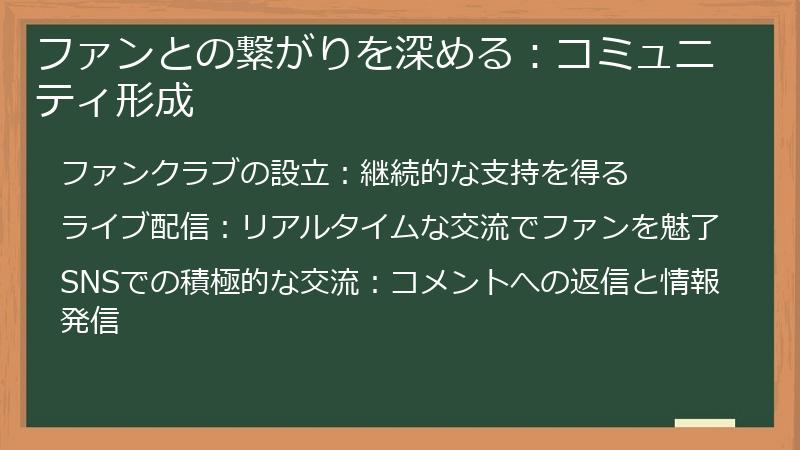 ファンとの繋がりを深める：コミュニティ形成