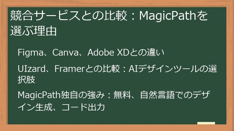 競合サービスとの比較:MagicPathを選ぶ理由