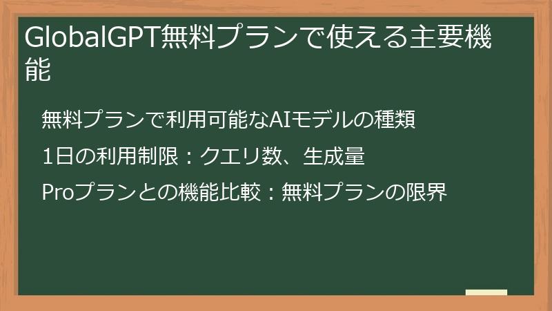 GlobalGPT無料プランで使える主要機能