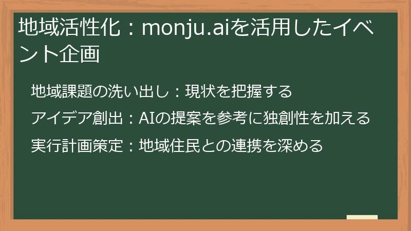地域活性化:monju.aiを活用したイベント企画
