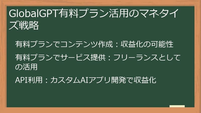 GlobalGPT有料プラン活用のマネタイズ戦略