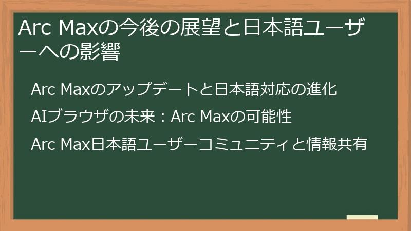 Arc Maxの今後の展望と日本語ユーザーへの影響
