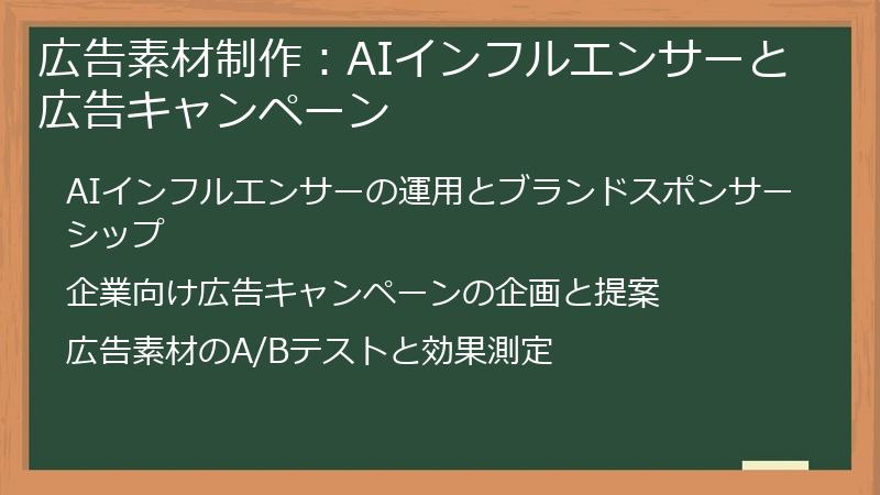 広告素材制作:AIインフルエンサーと広告キャンペーン