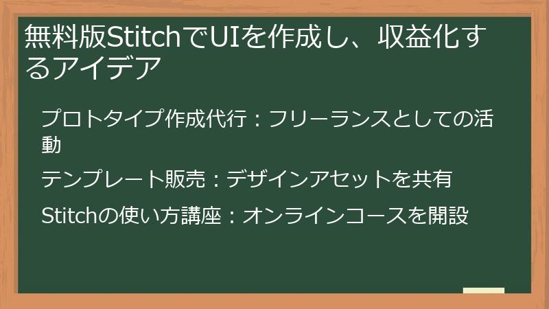 無料版StitchでUIを作成し、収益化するアイデア