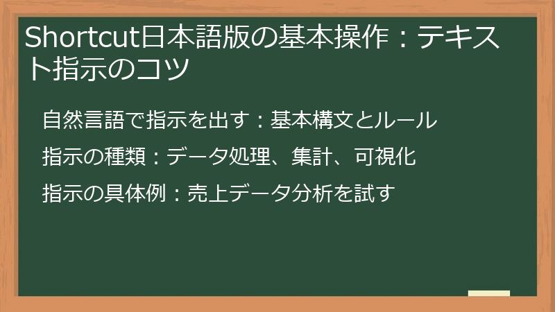 Shortcut日本語版の基本操作：テキスト指示のコツ