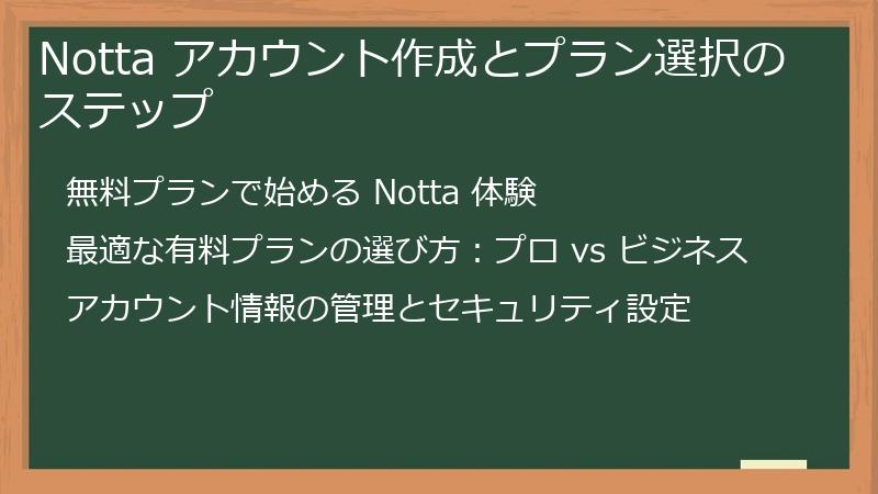 Notta アカウント作成とプラン選択のステップ