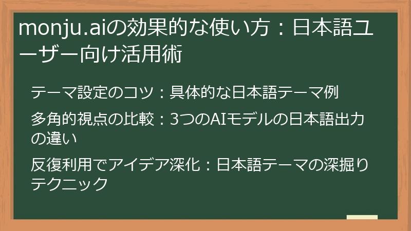 monju.aiの効果的な使い方：日本語ユーザー向け活用術
