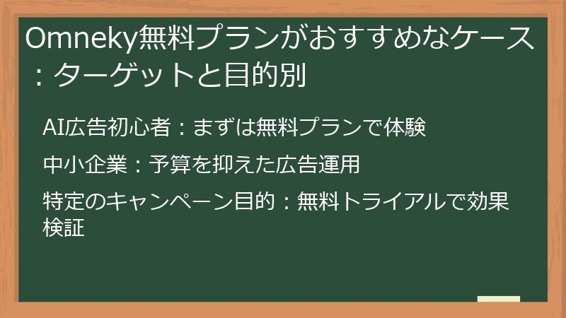 Omneky無料プランがおすすめなケース：ターゲットと目的別