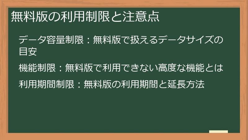 無料版の利用制限と注意点
