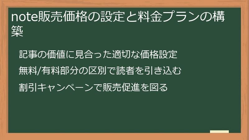 note販売価格の設定と料金プランの構築