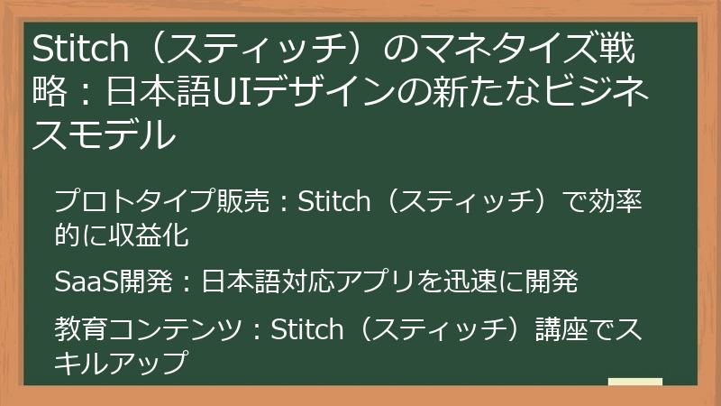 Stitch(スティッチ)のマネタイズ戦略:日本語UIデザインの新たなビジネスモデル