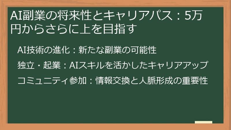 AI副業の将来性とキャリアパス：5万円からさらに上を目指す