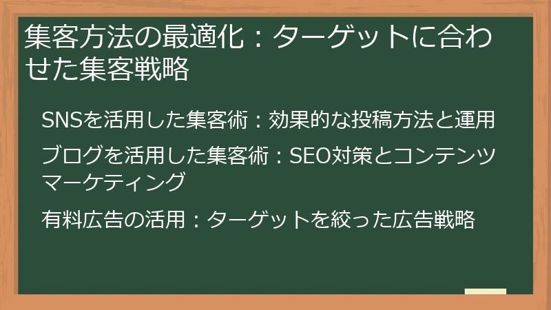 集客方法の最適化：ターゲットに合わせた集客戦略