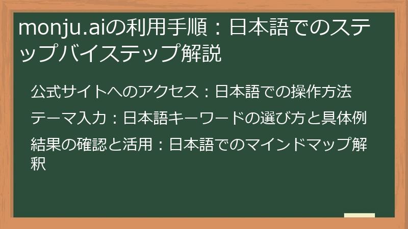 monju.aiの利用手順：日本語でのステップバイステップ解説