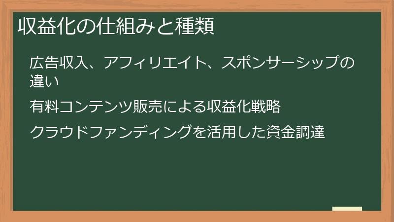 収益化の仕組みと種類