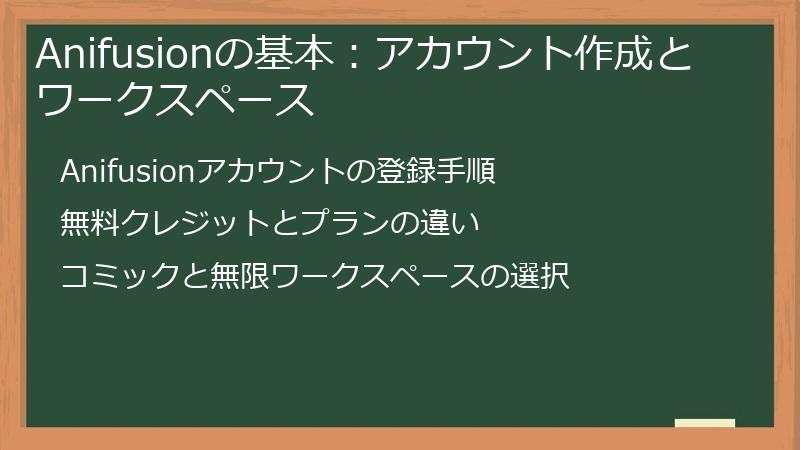 Anifusionの基本：アカウント作成とワークスペース