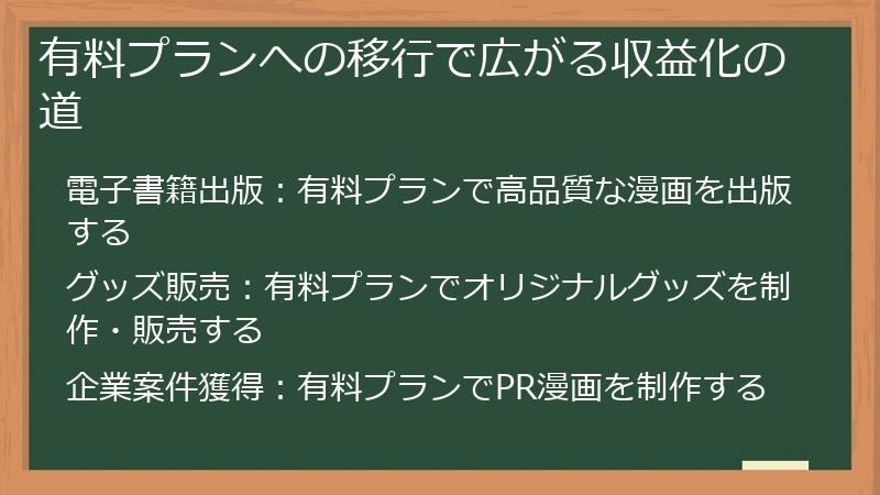 有料プランへの移行で広がる収益化の道