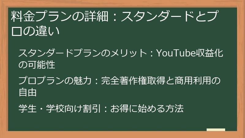 料金プランの詳細：スタンダードとプロの違い