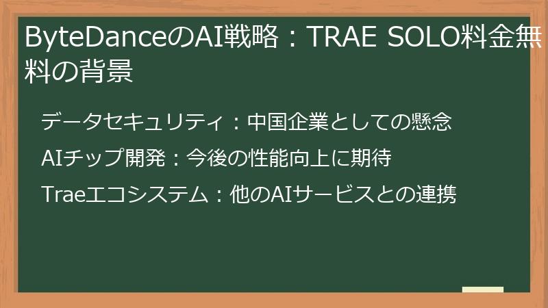 ByteDanceのAI戦略：TRAE SOLO料金無料の背景