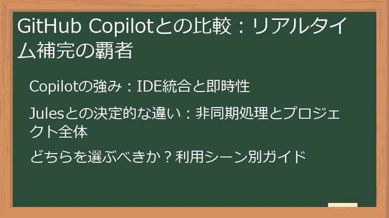 GitHub Copilotとの比較：リアルタイム補完の覇者