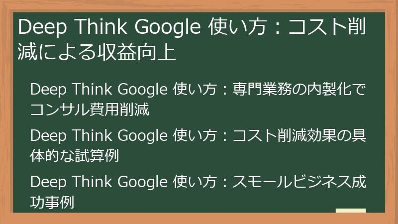 Deep Think Google 使い方:コスト削減による収益向上