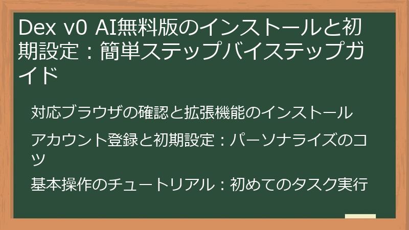 Dex v0 AI無料版のインストールと初期設定：簡単ステップバイステップガイド