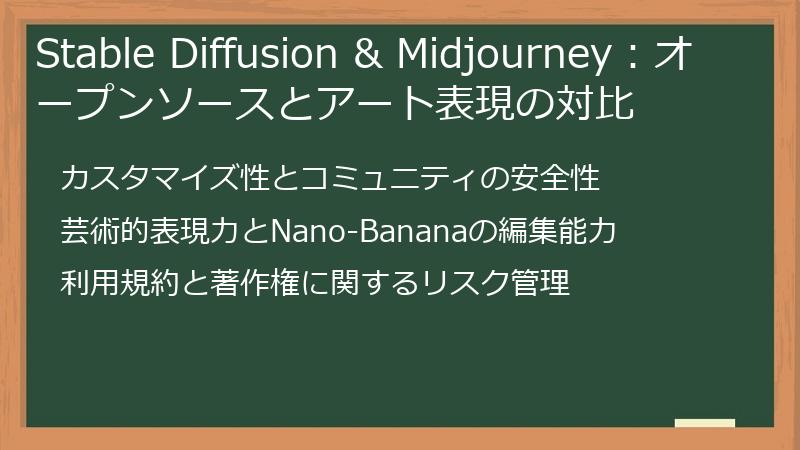 Stable Diffusion & Midjourney：オープンソースとアート表現の対比