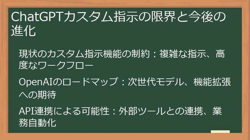 ChatGPTカスタム指示の限界と今後の進化