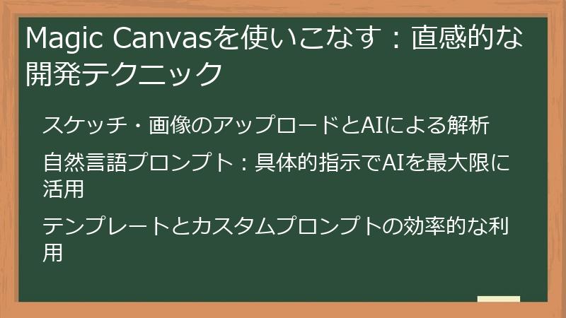 Magic Canvasを使いこなす：直感的な開発テクニック