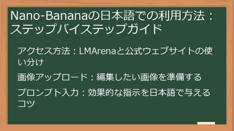 Nano-Bananaの日本語での利用方法：ステップバイステップガイド