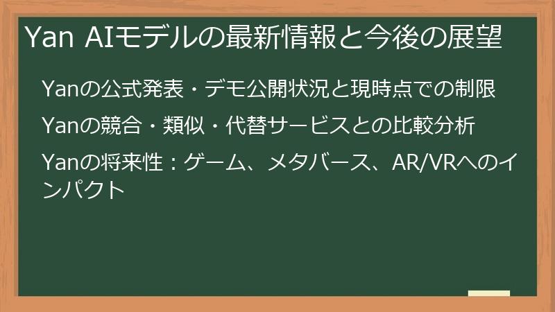 Yan AIモデルの最新情報と今後の展望