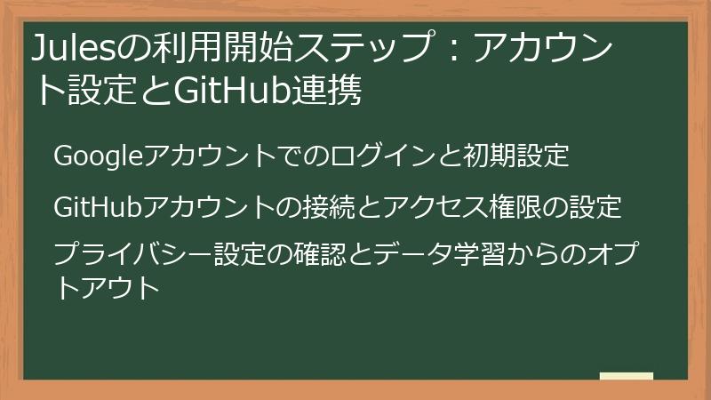Julesの利用開始ステップ：アカウント設定とGitHub連携