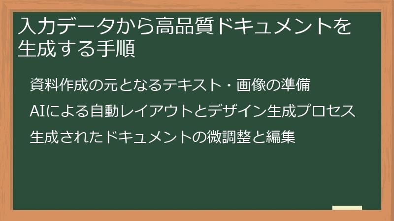 入力データから高品質ドキュメントを生成する手順