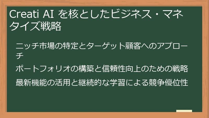Creati AI を核としたビジネス・マネタイズ戦略