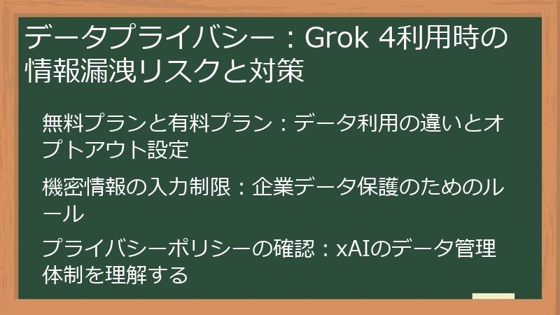 データプライバシー:Grok 4利用時の情報漏洩リスクと対策