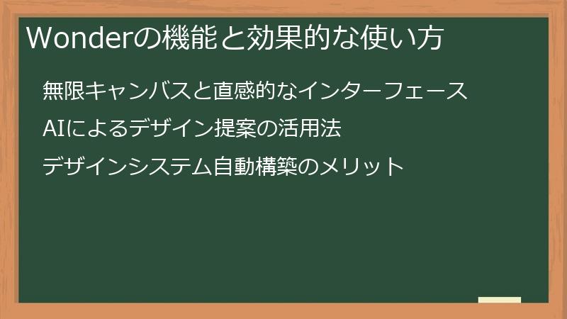 Wonderの機能と効果的な使い方