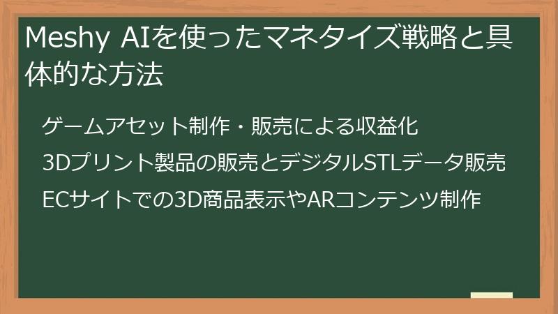 Meshy AIを使ったマネタイズ戦略と具体的な方法