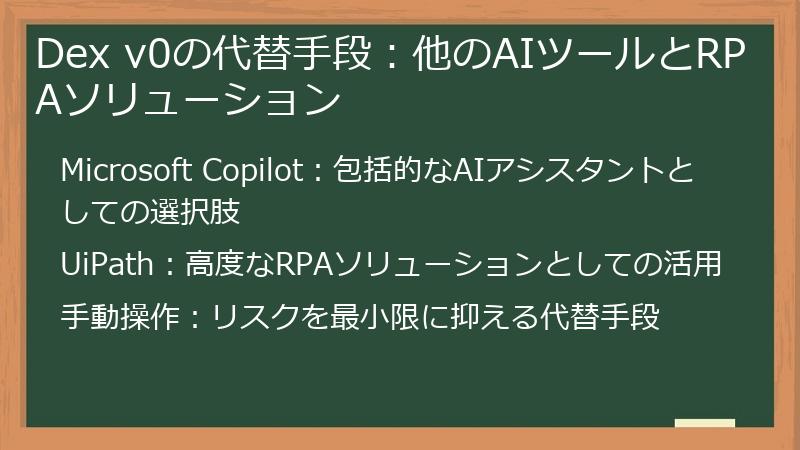 Dex v0の代替手段：他のAIツールとRPAソリューション