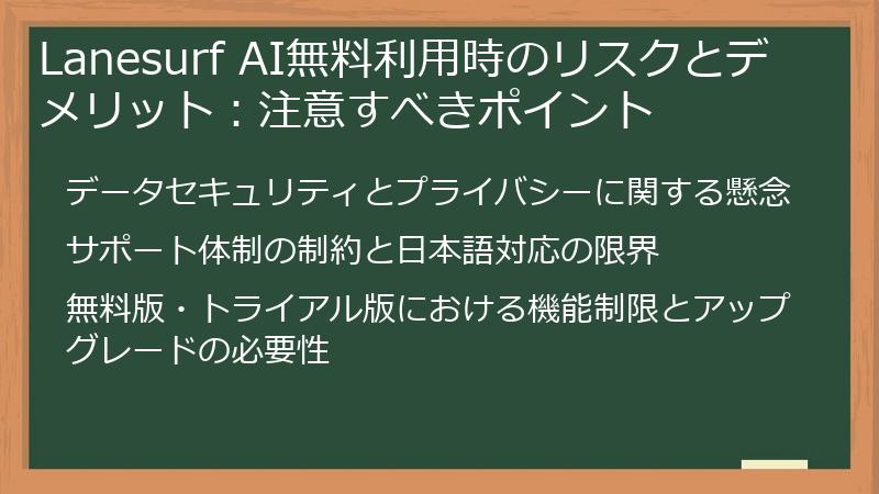 Lanesurf AI無料利用時のリスクとデメリット：注意すべきポイント